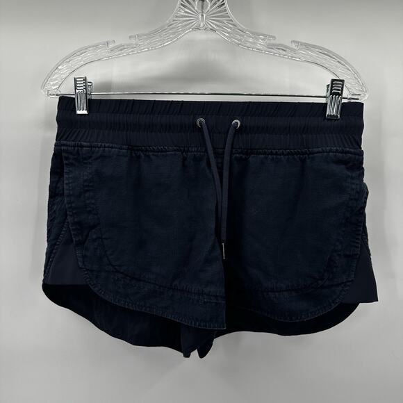 Athleta Shorts Womens 4 Blue Linen Cabo Pull on Elastic Waist Coastal Beach - Picture 1 of 14